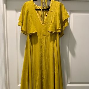 Boohoo midi dress size 14 mustard color